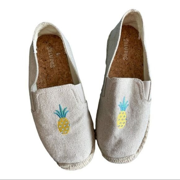 SOLUDOS Pineapple Smoking Slipper Espadrille Natural Woven Size US 5 - Picture 1 of 9